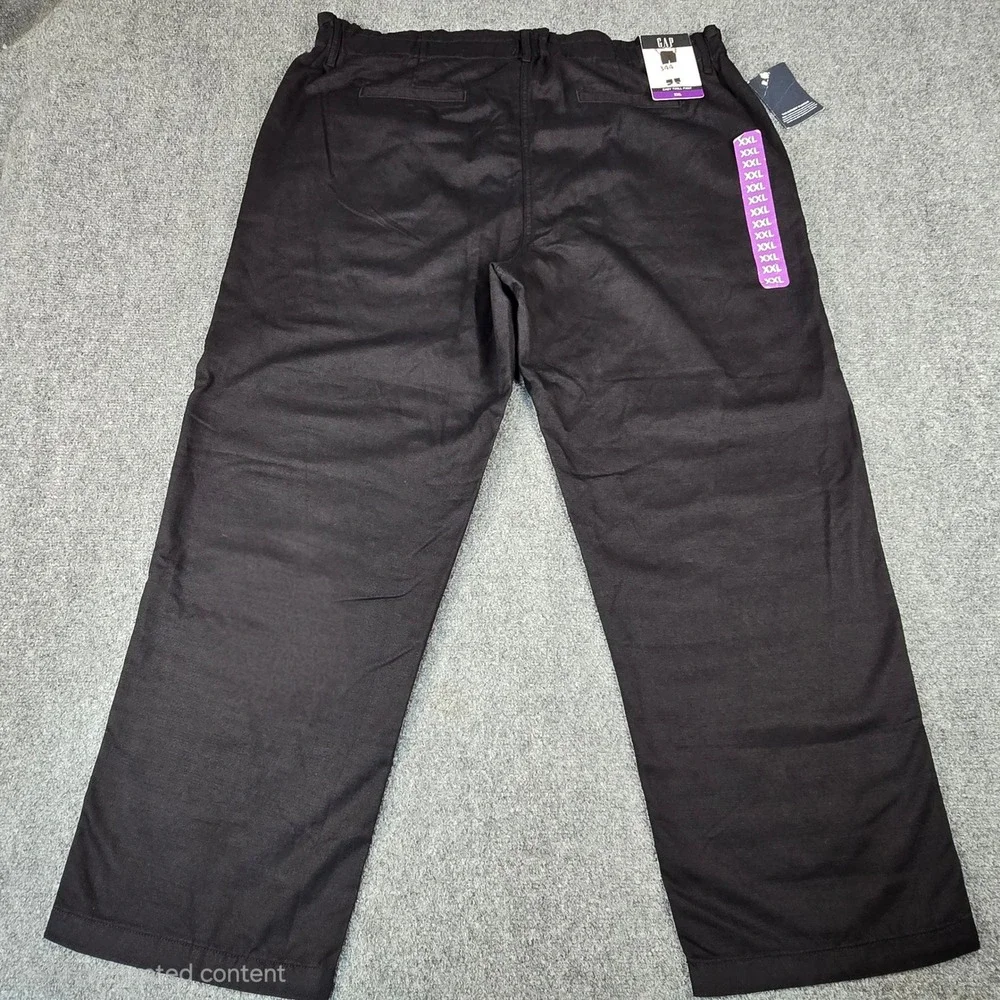Gap Easy Twill Pant Mens XXL Black Elastic Waist Relaxed Fit Trousers NEW